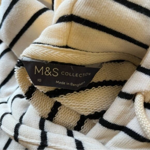 M&S COLLECTION Pure Cotton Striped Longline Hoodie - Picture 4 of 9